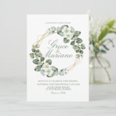 Eukalyptus-Imitate Goldwahnhochzeit Einladung (Stehend Vorderseite)