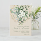 Eukalyptus-Imitate mit Aquarellfarbe - Goldrahmen Einladung (Stehend Vorderseite)