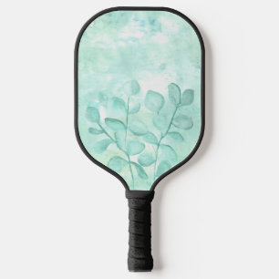 Eukalyptus in Aquarellfarbe in weichen Grüntönen Pickleball Schläger