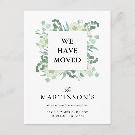 Eukalyptus in Aquarellfarbe Wir haben eine neue Ad Postkarte (Vorderseite)