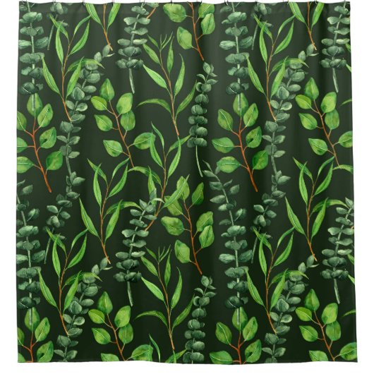 Eukalyptus in dunkelgrün duschvorhang (Vorderseite)