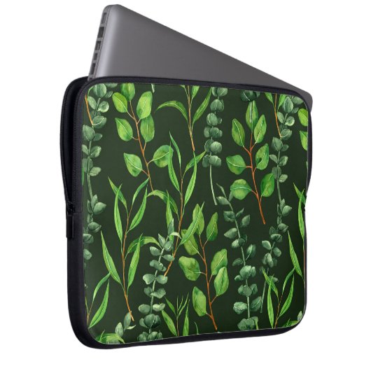 Eukalyptus in dunkelgrün laptopschutzhülle (Vorne Rechts)