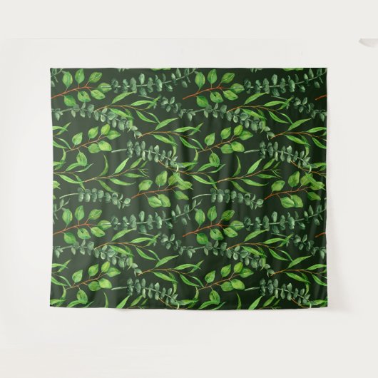 Eukalyptus in dunkelgrün wandteppich (Vorderseite (Horizontal))