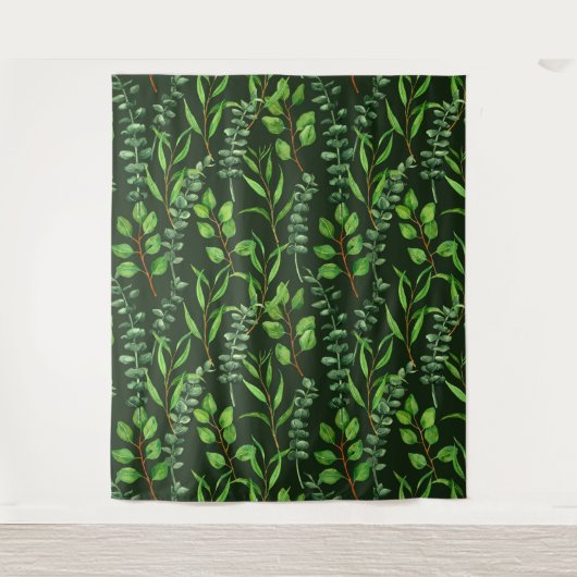 Eukalyptus in dunkelgrün wandteppich (Vorderseite)