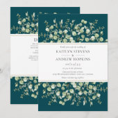 Eukalyptus in einer Aquamarinen Hochzeit Einladung (Vorne/Hinten)