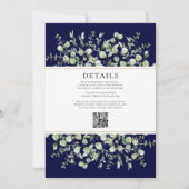 Eukalyptus in einer blauen Hochzeitsfeier Einladung (Rückseite)