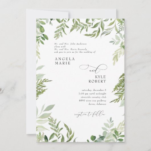 Eukalyptus in moderner Wasserfarbe - beide Sets de Einladung (Vorderseite)