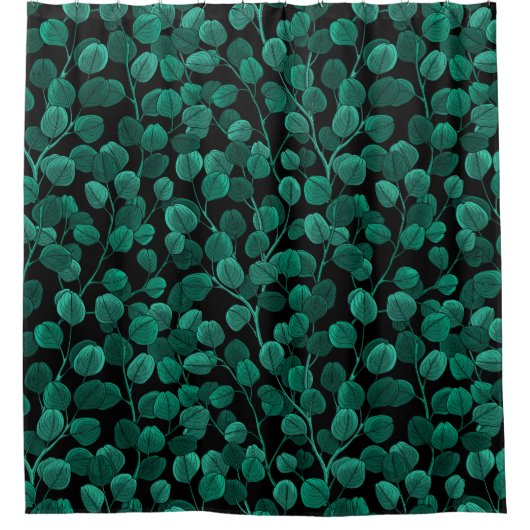 Eukalyptus in schwarz duschvorhang (Vorderseite)