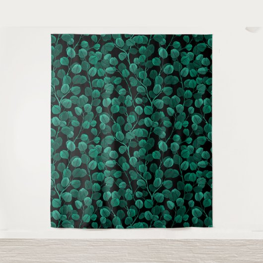 Eukalyptus in schwarz wandteppich (Vorderseite)