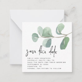 Eukalyptus Informal Script Save the Date Mitteilungskarte