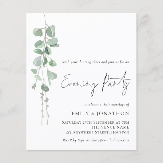 Eukalyptus Informal Wedding Abend Party (Vorderseite)