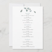 Eukalyptus Itinerary Junggeselinnen-Abschied Weeke Einladung (Rückseite)