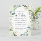 Eukalyptus Ivory Blume 50. Hochzeitstag Einladung (Stehend Vorderseite)