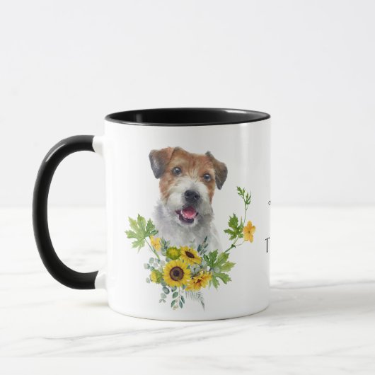 Eukalyptus-Jack Sunflower Russell Terrier Tasse (Links)