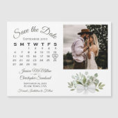 Eukalyptus-Kalender und Foto Save the Date Magneteinladung (Vorderseite)