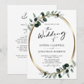 Eukalyptus-Kalligrafie Alle in einem QR-Code Hochz Einladung (Vorne/Hinten)