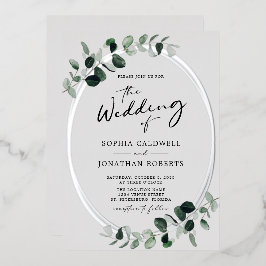 Eukalyptus-Kalligrafie Alles in einer Hochzeitsilb Folieneinladung