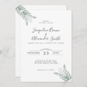 Eukalyptus-Kalligrafie-Hochzeit Einladung (Vorne/Hinten)