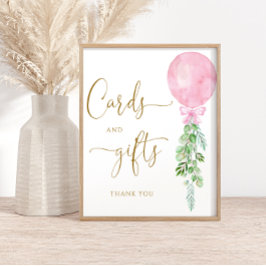 Eukalyptus-Karten und Geschenk für Rosa Ballon Poster