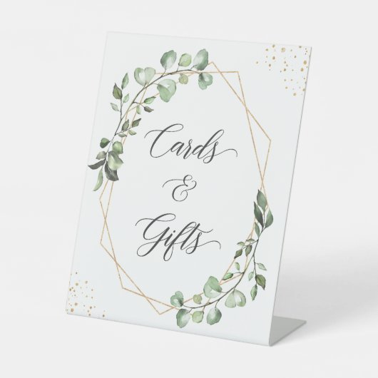 Eukalyptus-Karten und Geschenke für geometrische G Sockelschild (Vorderseite)