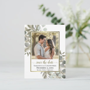 Eukalyptus & Kiefer Hochzeits-Save-the-Date-Foto Ankündigungspostkarte