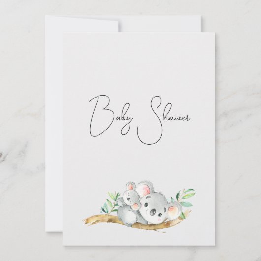 Eukalyptus Koala Bear und Joey Baby Dusche Einladung (Rückseite)