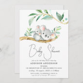 Eukalyptus Koala Bear und Joey Baby Dusche Einladung (Vorne/Hinten)