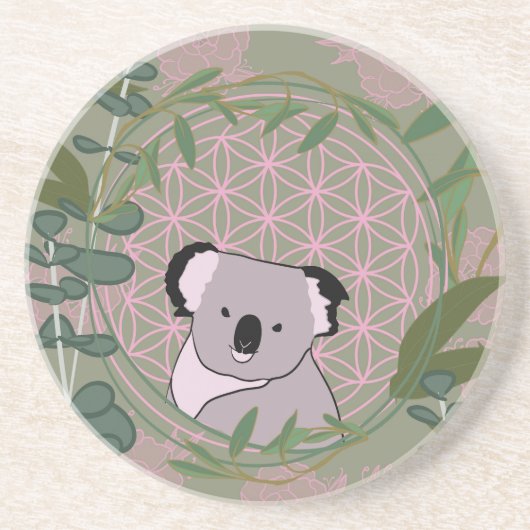 Eukalyptus Koala Flower of Life Getränkeuntersetzer (Vorne)