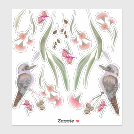 Eukalyptus & Kookaburra Aufkleber (Blatt)