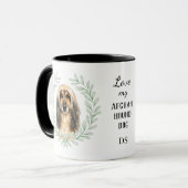 Eukalyptus-Kranz Afghan Hound Hund Monogramm Tasse (Vorderseite Links)