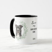 Eukalyptus-Kranz AmStaff-Hund-Monogramm Tasse (Vorderseite Links)