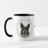 Eukalyptus-Kranz Australischer Kelpie-Hund Monogra Tasse (Links)