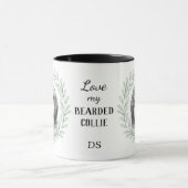 Eukalyptus-Kranz Bart Collie Hund Monogramm Tasse (Zentrum)