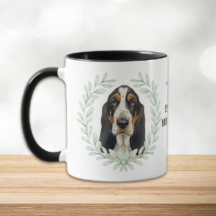 Eukalyptus-Kranz Basset Hound Hund Monogramm Tasse