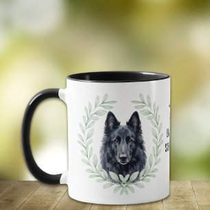 Eukalyptus-Kranz Belgischer Schäferhund Monogramm Tasse