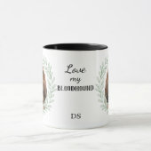 Eukalyptus-Kranz Bloodhound-Hund-Monogramm Tasse (Zentrum)