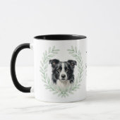 Eukalyptus-Kranz Border Collie Monogramm Tasse (Links)