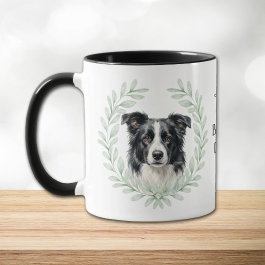 Eukalyptus-Kranz Border Collie Monogramm Tasse