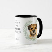 Eukalyptus-Kranz Border Terrier Hund Monogramm Tasse (VorderseiteRechts)