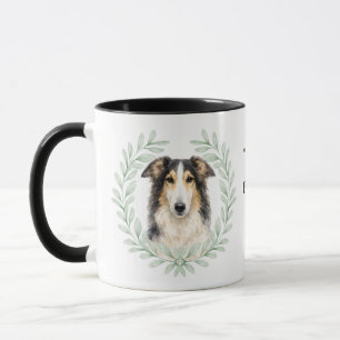 Eukalyptus-Kranz Borzoi-Hund-Monogramm Tasse