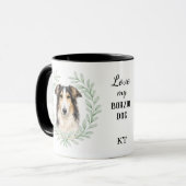 Eukalyptus-Kranz Borzoi-Hund-Monogramm Tasse (Vorderseite Links)