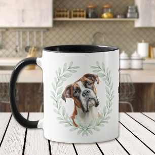 Eukalyptus-Kranz-Boxer-Hund-Monogramm Tasse