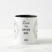 Eukalyptus-Kranz-Boxer-Hund-Monogramm Tasse (Zentrum)