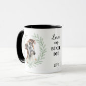 Eukalyptus-Kranz-Boxer-Hund-Monogramm Tasse (Vorderseite Links)