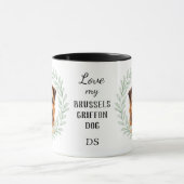 Eukalyptus-Kranz Brüssel Griffon Hund Monogramm Tasse (Zentrum)