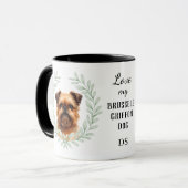 Eukalyptus-Kranz Brüssel Griffon Hund Monogramm Tasse (Vorderseite Links)