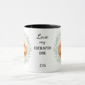 Eukalyptus-Kranz-Buff-Cockapoo-Hund-Monogramm Tasse (Zentrum)