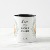 Eukalyptus-Kranz-Buff-Cocker-Spaniel-Hund-Monogram Tasse (Zentrum)