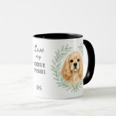 Eukalyptus-Kranz-Buff-Cocker-Spaniel-Hund-Monogram Tasse (VorderseiteRechts)