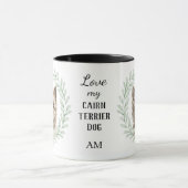 Eukalyptus-Kranz Cairn Terrier Hund Monogramm Tasse (Zentrum)